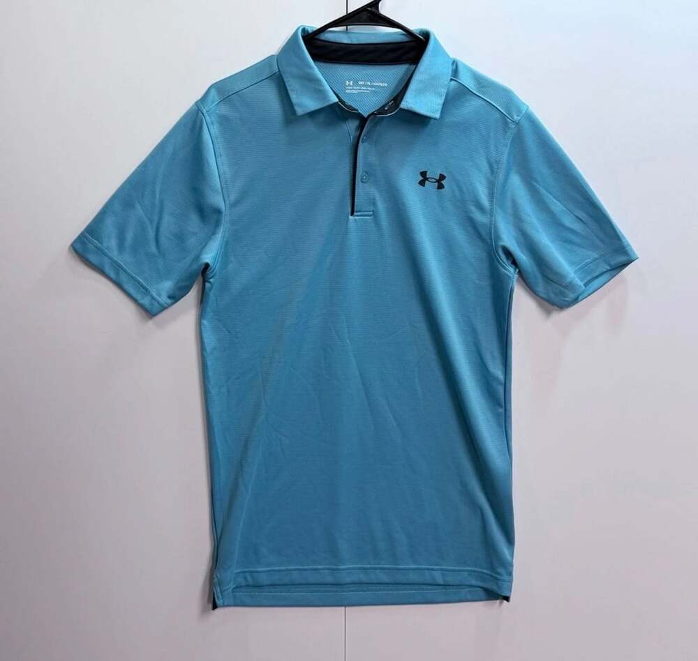 Under Armour Men's UA Tech Polo Shirt Blue Loose Fit Short Sleeve Mens Small